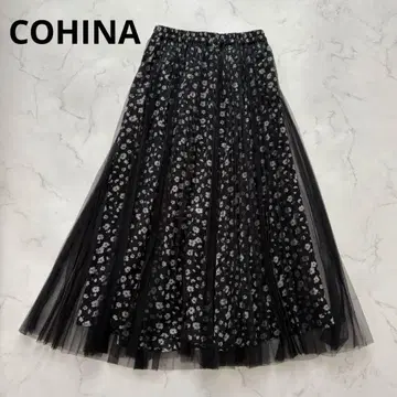 COHINA 코히나 얇은 명주 그물 오버 플라워 스커트 Short 완판템