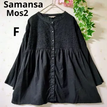 Samansa Mos2 사만사 모스모스 상의 블라우스 인도 면 블랙 F