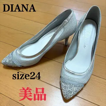 DIANA 다이애나 실버 펌프스 24 L 새상품급 힐 글리터