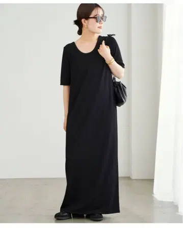 Plage Rib 하프 슬리브 원피스 38 블랙