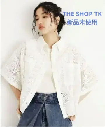 정가 6600엔 THE SHOP TK 전체 레이스 셔츠 세탁 가능