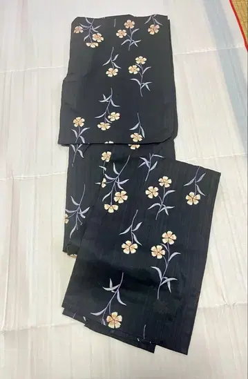 블랙 플라워 무늬 유카타 단품