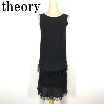 LA2939 theory 띠어리 슬리브리스 프린지 원피스 블랙 S