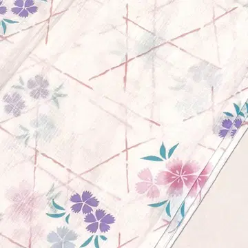 유카타 단품 꽃무늬 화이트 베이스 아이보리 핑크 꽃 화이트