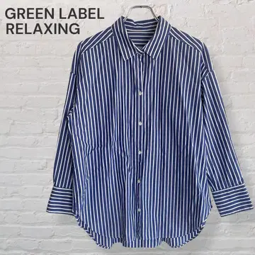 GREEN LABEL RELAXING 긴팔 셔츠 스트라이프 블루 빅