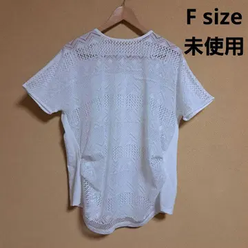 반팔 풀오버 티셔츠 티셔츠 화이트 레이스풍 F