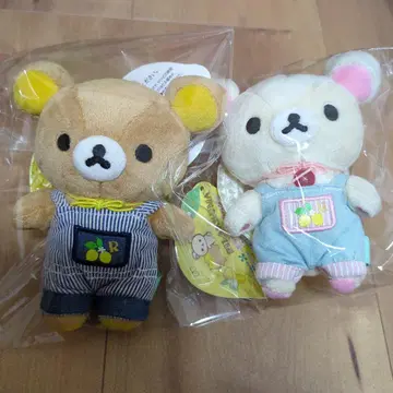 리락쿠마 코리락쿠마 매달린 봉제 인형 레몬 밀짚모자 오버롤
