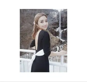 eimyistoire 바이컬러 리본 골지 원피스