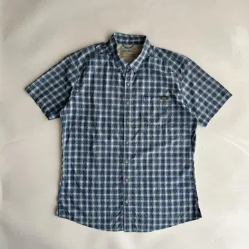 00s 에디 바우어 옴브레 체크 폴리에스테르 반팔 셔츠 XL