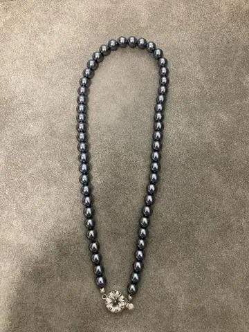 silver 각인 블랙 펄 목걸이 여성용 42cm