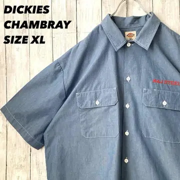 DICKIES 디키즈 반팔 백 자수 샴브레이 셔츠 XL 블루 구제 의류