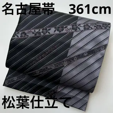 나고야 오비 화학 섬유 사선 스트라이프 꽃 마쓰바 재단 U-7022