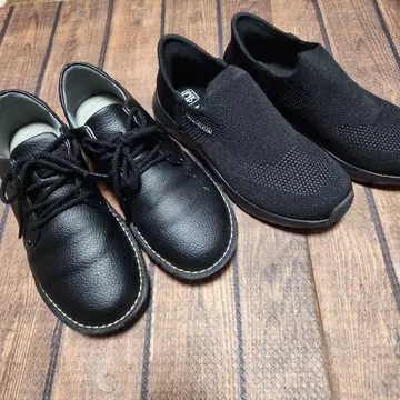 블랙 가죽 캐주얼 슈즈 2켤레