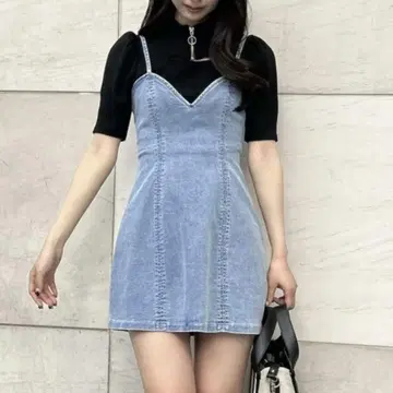 EATME 이토미 데님 잔스카 미니 원피스