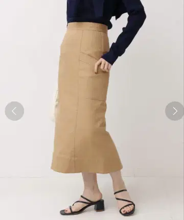 스픽 앤 스팬 코튼 스트레치 I 라인 스커트 베이지 38