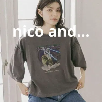 니코앤드 스페이스 애니멀 프릴 티셔츠 차콜 L
