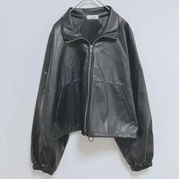 인조 가죽 자켓 블루종 여성용 빅 실루엣 블랙