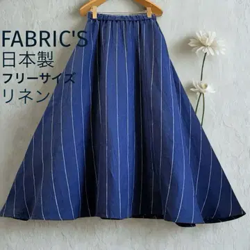 FABRIC'S 패브릭 롱 스커트 린넨 스트라이프 플레어