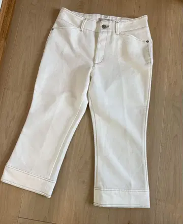 B Threes Jeans 화이트 크롭 팬츠