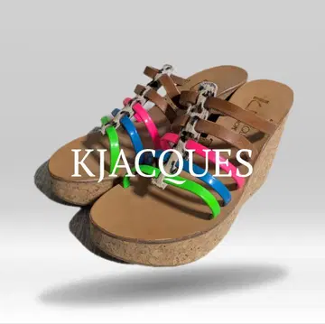 KJACQUES 카잭 컬러풀 웨지 샌들 24cm 여성용 제브라
