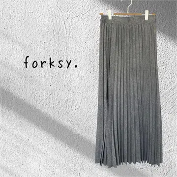 forksy. 포크시 플리츠 롱 스커트 그레이