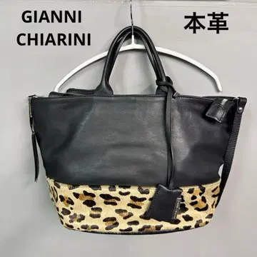 GIANNI CHIARINI 토트백 가죽 레오파드 숄더 백 천연 가죽