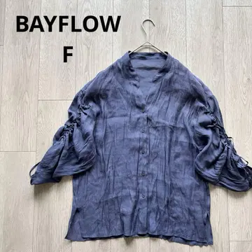 베이플로우 다크 블루 소매 셔츠 비침 캐주얼 F