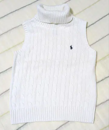랄프 로렌 케이블 니트 슬리브리스 하이넥 XL(L)