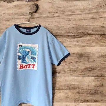 BOTT 2024 봄/여름 베어 스탬프 링거 티셔츠 블루 M