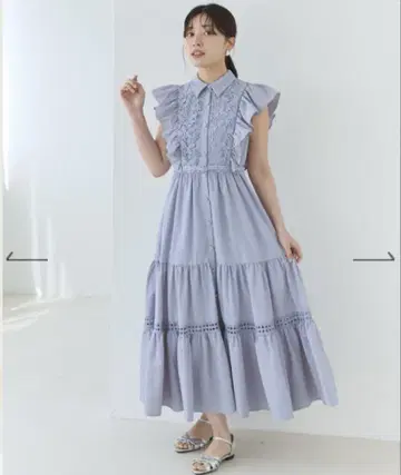 코튼 레이스 프릴 셔츠 원피스
