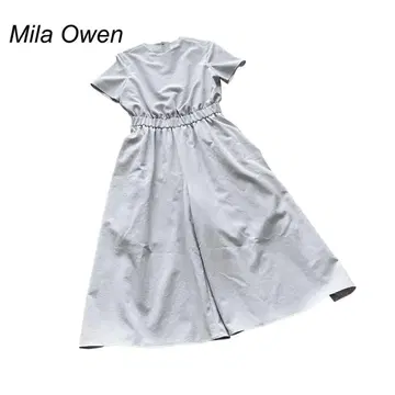 Mila Owen 반팔 올인원 가우초 크롭 길이 그레이