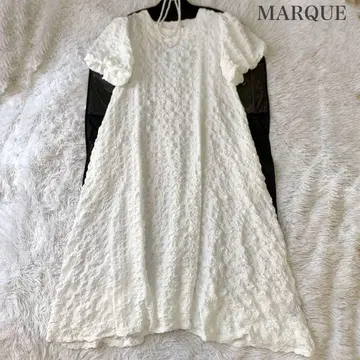 MARQUE 엠브로 롱 원피스 퍼프 슬리브 포코포코 프리 사이즈