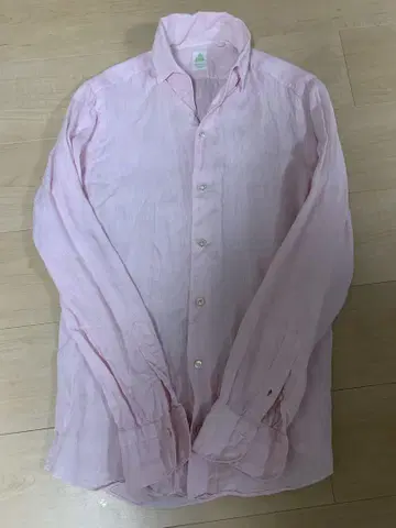 피나모레 핑크 긴팔 셔츠 린넨 100%
