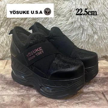 새상품 요스케 YOSUKE 통굽 스니커즈 블랙 퍼플 22.5cm