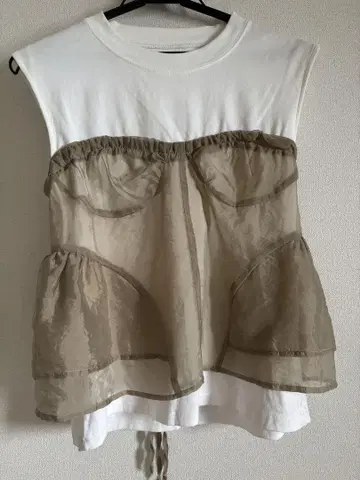 쉬폰 레이스업 뷔스티에 화이트/베이지