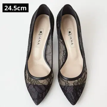 DIANA 다이애나 레이스 튤 펌프스 스틸레토 블랙 24.5cm