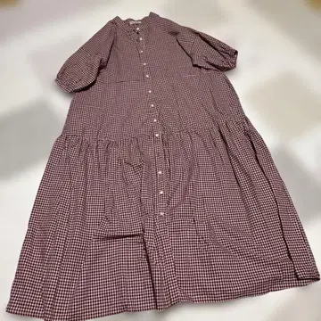 사만사 모스모스 체크 티어드 원피스 레드