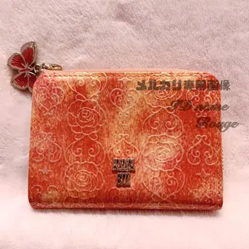 ANNA SUI 안나수이 로즈 하트 코인 케이스 오렌지 레드 빨간색