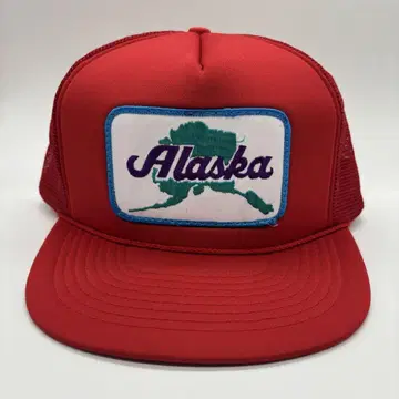 90년대 빈티지 ALASKA 알래스카 자수 패치 트래커 캡