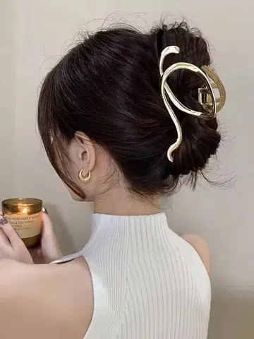 wavy hair clip / gold: 헤어 클립 골드 헤어 액세서리