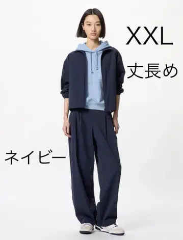 유니클로 울트라 스트레치 액티브 와이드 팬츠 네이비 2XL 긴 길이