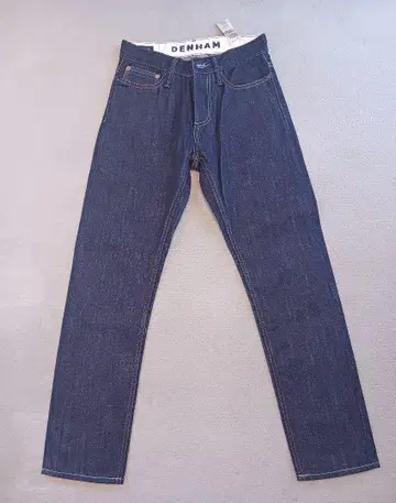 DENHAM 다크 블루 가죽 슬림 핏 팬츠 택 포함 남성용 S