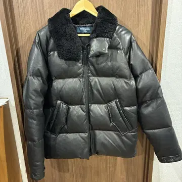 PHINGERIN 가죽 다운 자켓, 퍼 부착 칼라