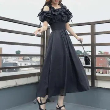 MAJESTIC LEGON 밀푀유 프릴 코르셋 원피스 블랙 M 사이즈