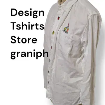 Desingn Tshiris 컬러풀 버튼 자수 화이트 셔츠