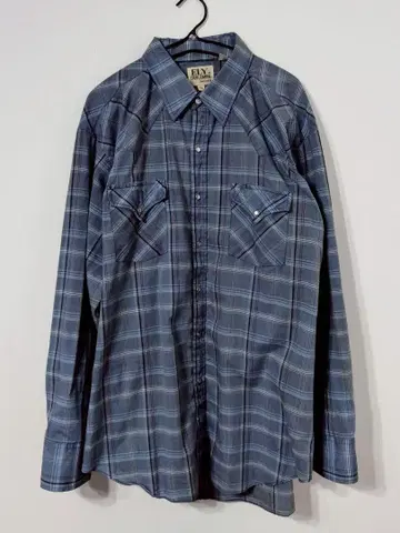 분위기 만점 Vintage ELY 엘리 체크 무늬 웨스턴 긴팔 셔츠