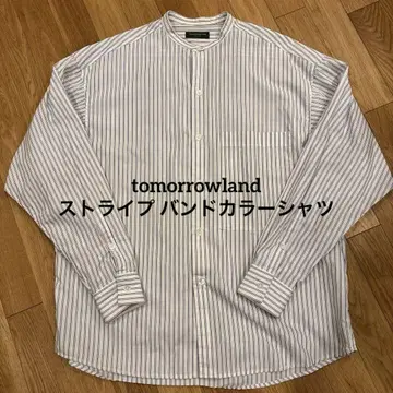 TOMORROWLAND 스트라이프 밴드 카라 셔츠