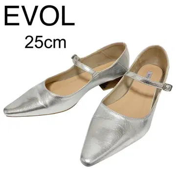 EVOL 이볼 스틸레토 스트랩 펌프스 실버 25cm