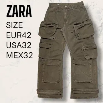 ZARA 유틸리티 카고 데님 팬츠 가스 마스크 자라 밀리터리