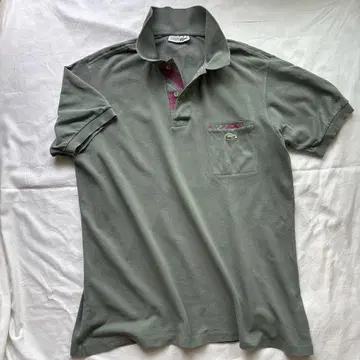 Lacoste 그레이 피케 셔츠 체크 무늬 옷깃